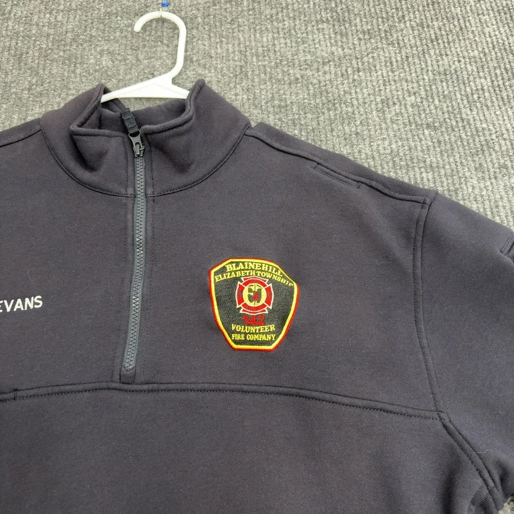 Blaine Hill Fire Dept Pullover Mens XL‎ Navy Blue Quarter Zip Workwear Style